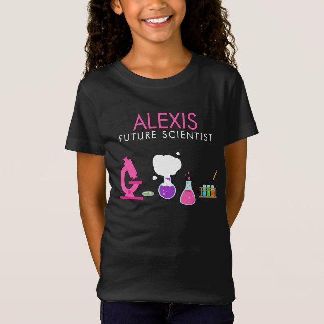 Anpassat namn för Girly Future Scientist T Shirt (Framsida)
