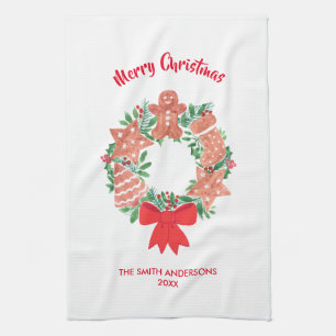 Anpassat namn för god jul Cookie Kökshandduk