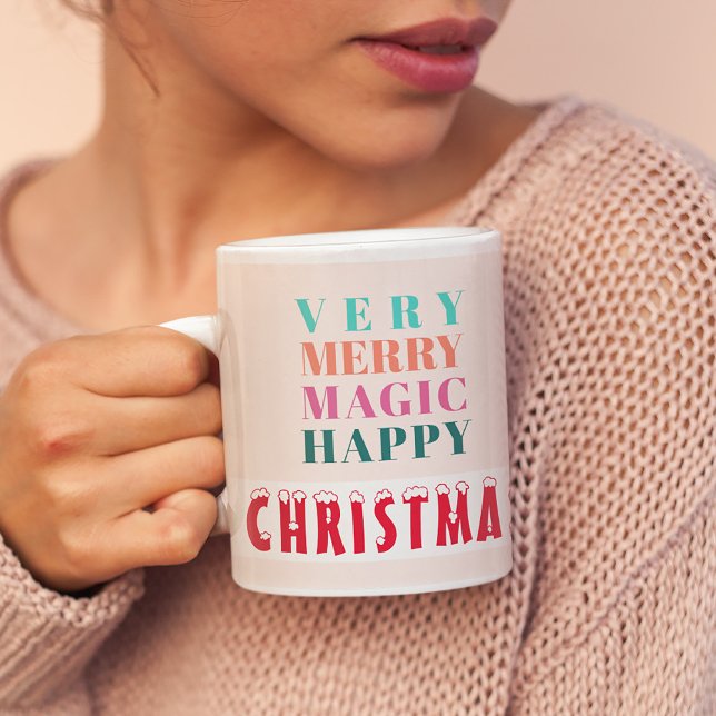 Anpassat namn för god jul modern typografi kaffemugg (Skapare uppladdad)