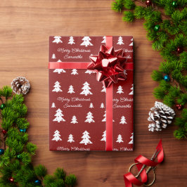 Anpassat namn för god jul Träd - radbrytning Pappe Presentpapper