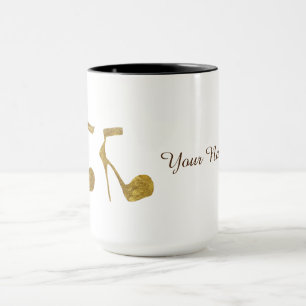 Anpassat namn för Golden High Heel Shoes Mugg