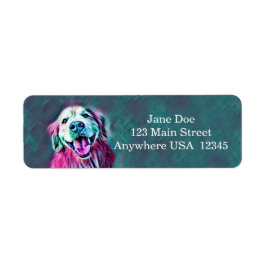 Anpassat namn för Golden Retriever Neon Färg Returadress Etikett