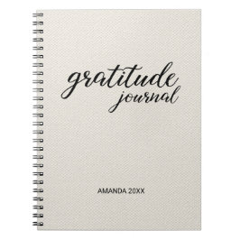 Anpassat namn för Gratitude Journal Beige Faux Can Anteckningsbok
