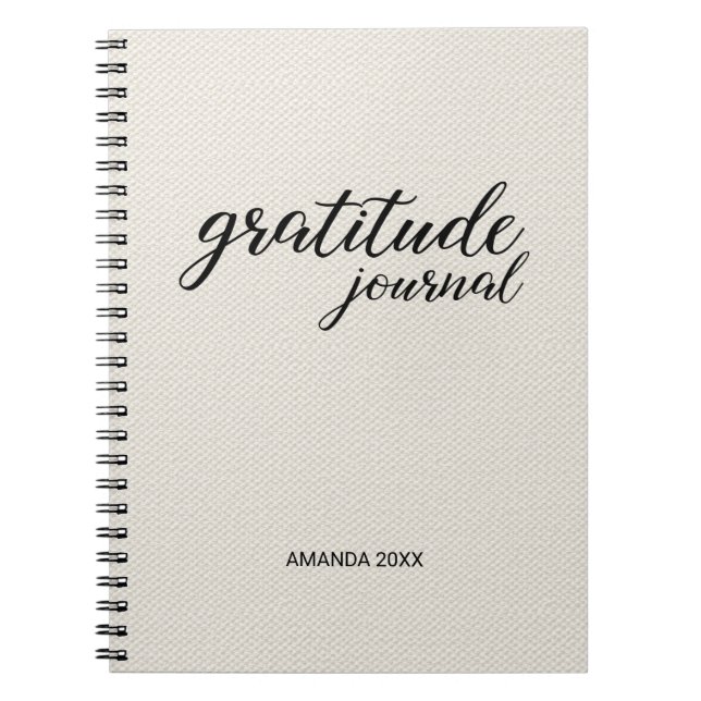 Anpassat namn för Gratitude Journal Beige Faux Can Anteckningsbok (Framsidan)
