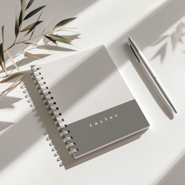 Anpassat namn för Grått Färg-block - anteckningsbo Anteckningsbok (Gray color block personalizable notebook.)