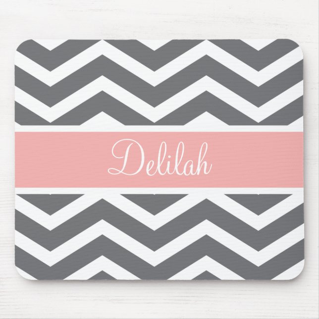 Anpassat namn för grått Grått Peach Chevron Musmatta (Framsidan)