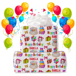 Anpassat namn för grattis på födelsedagen Cute och Presentpapper