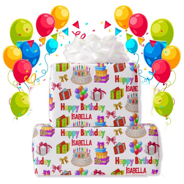 Anpassat namn för grattis på födelsedagen Cute och Presentpapper (Skapare uppladdad)