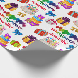 Anpassat namn för grattis på födelsedagen Cute och Presentpapper