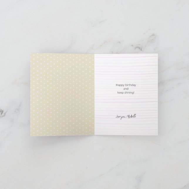 Anpassat namn för grattis på födelsedagen Golden G Anteckningskort (Inuti)