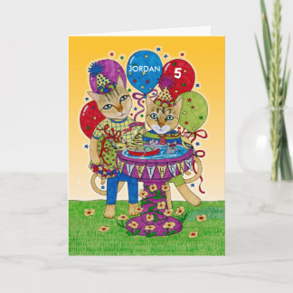 Anpassat namn för grattis på födelsedagen-katter f kort