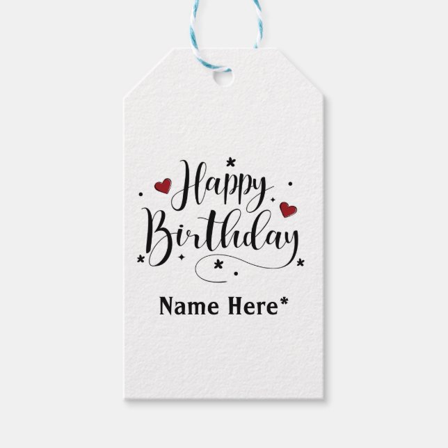 Anpassat namn för grattis på födelsedagen presentetikett (Framsidan)