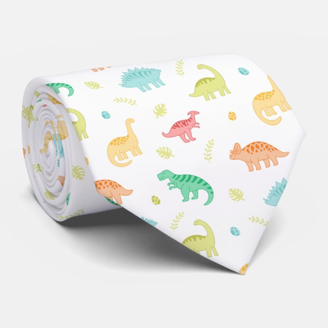 Anpassat namn för grönt Blue Dinosaur Mönster Slips (Rullad)