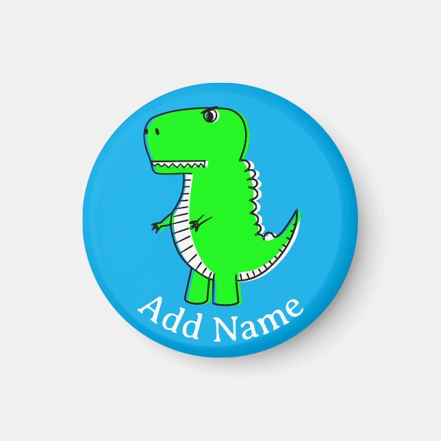 Anpassat namn för grönt Dinosaur Teckning Magnet (Framsidan)