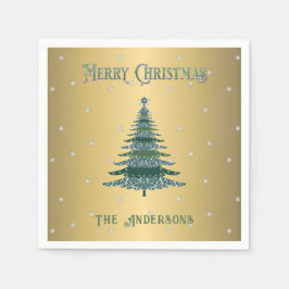 Anpassat namn för grönt Julgran Guld-fjälla Pappersservett