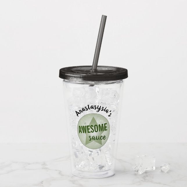 Anpassat namn för Grönt Star Fantastisk Sauce Take Away Mugg (Baksida Ice)