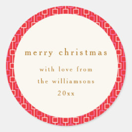 Anpassat namn för Groovy Red Rosa Retro Cute - jul Runt Klistermärke