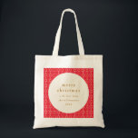 Anpassat namn för Groovy Red Rosa Retro Cute - jul Tygkasse<br><div class="desc">Groovy Red Rosa Retro Cute Anpassningsbar God jul Tote Bag</div>