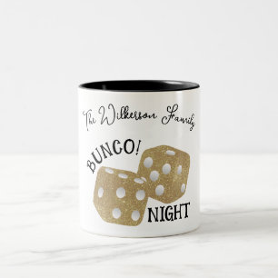 Anpassat namn för guld Dice Bunco Nattkväll Två-Tonad Mugg