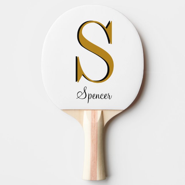 Anpassat namn för Guld Monogram - början Pingisracket (Framsidan)