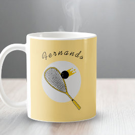 Anpassat namn för gult Squash Player-spelare Kaffemugg