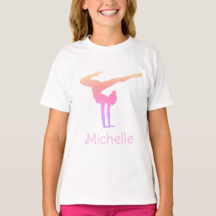 Anpassat namn för Gymnastics Rosa Glitter T Shirt