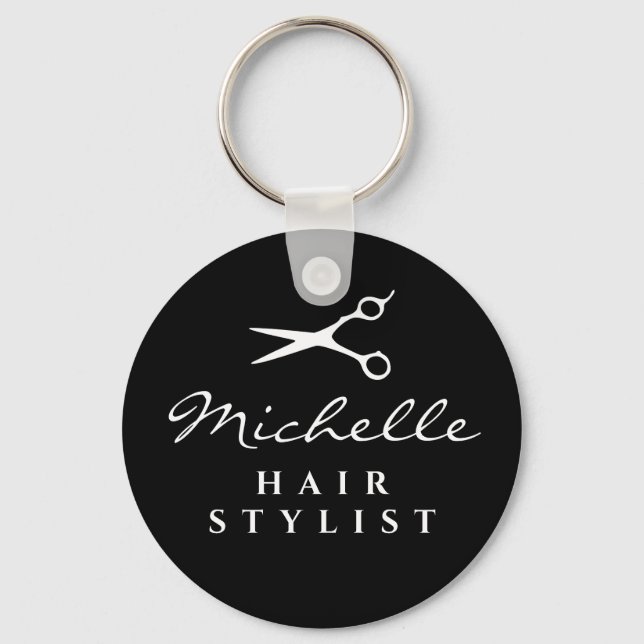 Anpassat namn för Hair stylist-barber-saxar Nyckelring (Framsida)