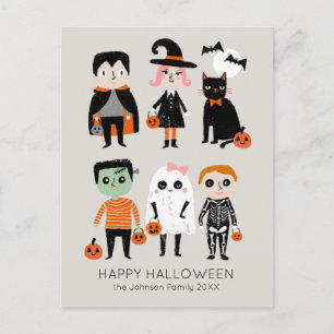 Anpassat namn för Halloween Kids Illustration Vykort