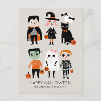 Anpassat namn för Halloween Kids Illustration Vykort