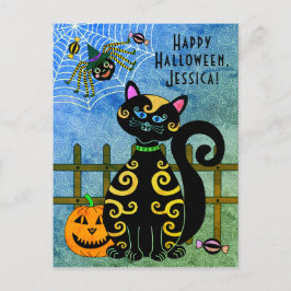 Anpassat namn för Halloween Spider Witch Helg Vykort