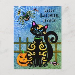 Anpassat namn för Halloween Spider Witch Helg Vykort