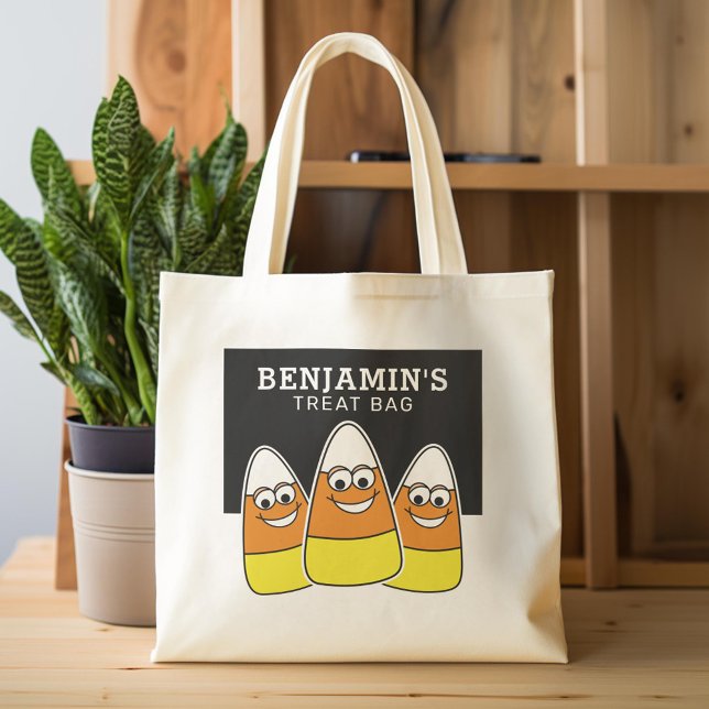 Anpassat namn för happy halloween-behandling Candy Tygkasse (Custom Tote Bag)