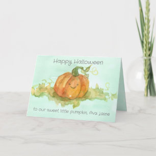 Anpassat namn för happy halloween Little Pumpkin Kort