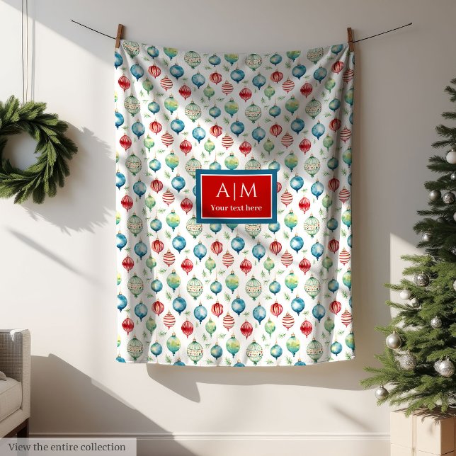 Anpassat namn för helgdag filtbyte för chicens vat fleecefilt (Chic watercolor custom name holiday blanket wrap)