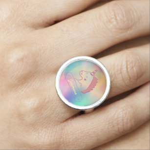 Anpassat namn för Holografisk 3D Unicorn     Ring