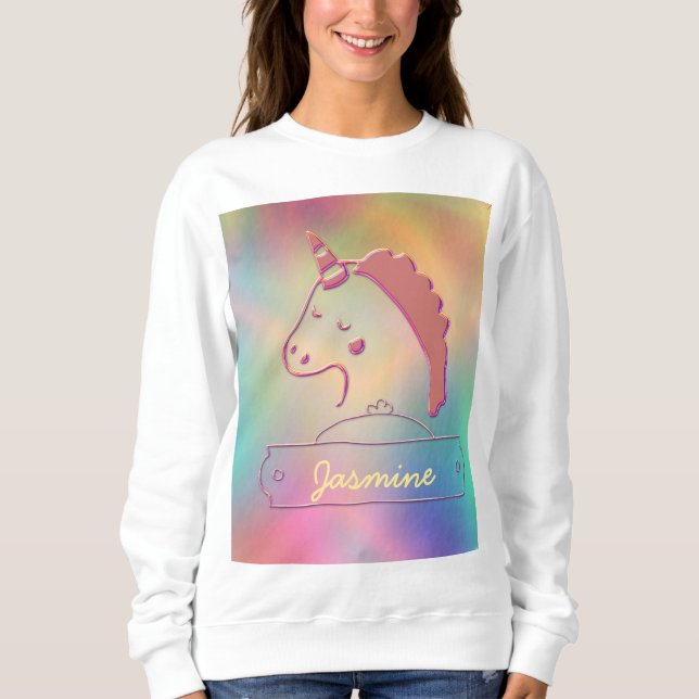 Anpassat namn för Holografisk 3D Unicorn T Shirt (Framsida)