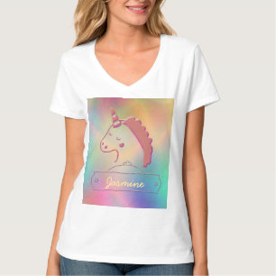 Anpassat namn för Holografisk 3D Unicorn T Shirt
