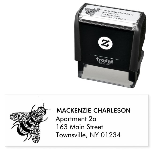 Anpassat namn för honungsbin och Adress Självfärgande Stämpel (Honey Bee Personalized name and address self inking stamp)
