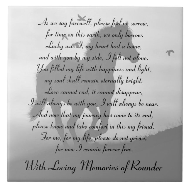 Anpassat namn för Horse Memorial Galloping Horse Kakelplatta (Framsidan)