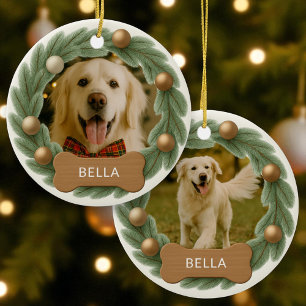 Anpassat namn för hund fotoutandning - Helgdag Julgransprydnad Keramik