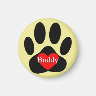 Anpassat namn för hund Pawprint Magnet