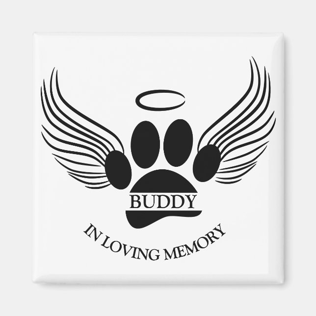 Anpassat namn för hund Pet Angel Vingar Memorial Magnet (Framsidan)