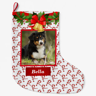 Anpassat namn för hund Photo Cute-julklapp Stor Julstrumpa