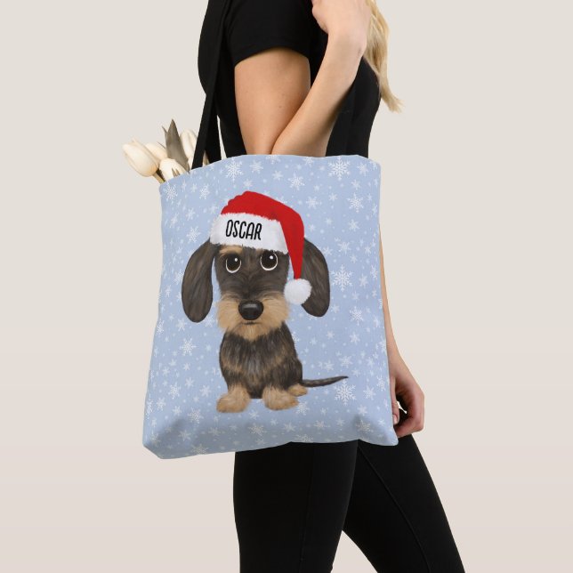 Anpassat namn för Hund Wirehved Dachshund Santa Te Tygkasse (Närbild)