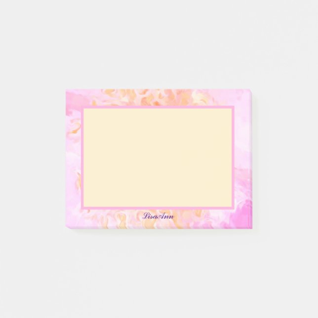 Anpassat namn för Impressionist Rosa ros Post-it Block (Framsida)