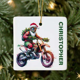 Anpassat namn för julDirt Bike Motocross Julgransprydnad Keramik