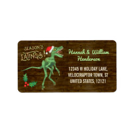 Anpassat namn för julklapp för Velociraptor Dinosa Adressetikett