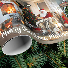 Anpassat namn för Jultomten för Vintage i god jul Presentpapper