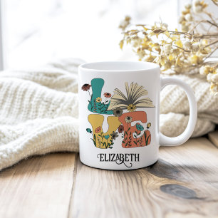 Anpassat namn för kärlek Bokar Retro Wildblommor Kaffemugg