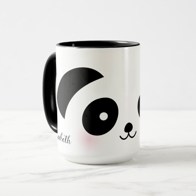 Anpassat namn för Kawaii Cute Tecknad Panda Bear Mugg (Framsida vänster)